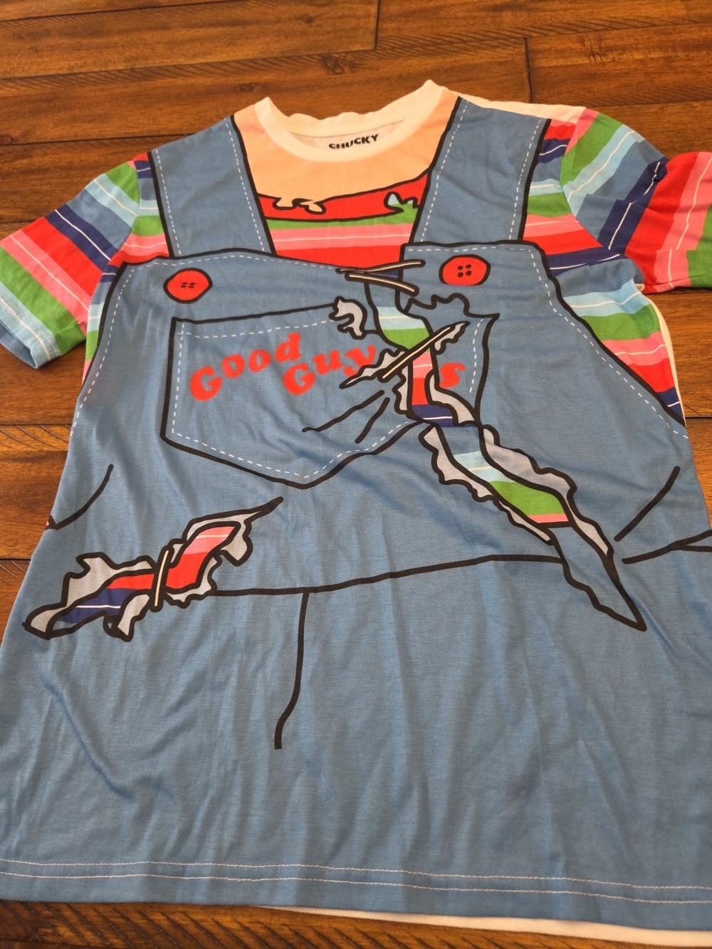 Chucky Cosplay Costume Halloween Good Guys Wanna Play Tshirt Unisex Size Medium